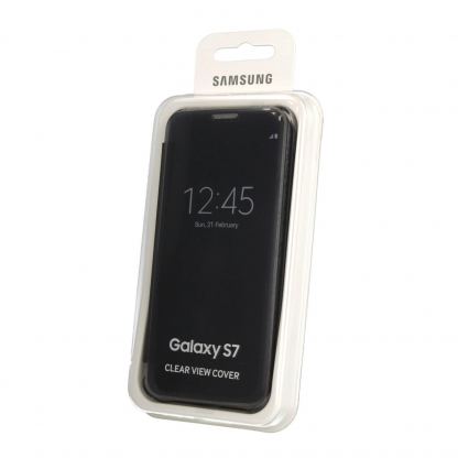 Samsung Clear View Cover EF-ZG930CBEGWW - оригинален кейс през който виждате информация от дисплея за Samsung Galaxy S7 (черен) 2