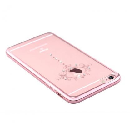 Devia Crystal Iris Case - силиконов (TPU) калъф за iPhone 6, iPhone 6S (с кристали Сваровски) (розово злато) 2