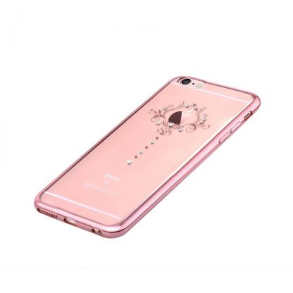 Devia Crystal Iris Case - силиконов (TPU) калъф за iPhone 6, iPhone 6S (с кристали Сваровски) (розово злато) 3