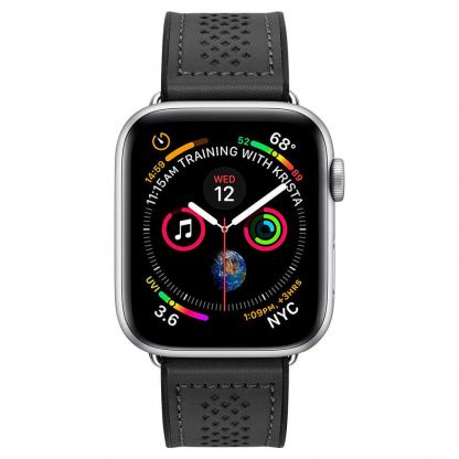 Spigen Retro Fit Band - кожена каишка за Apple Watch 42mm, 44mm (черен) 2