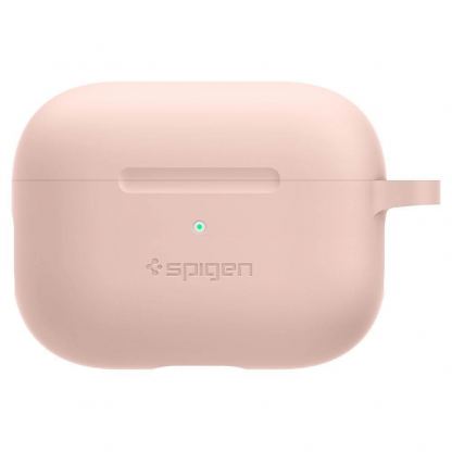 Spigen Airpods Pro Silicone Fit Case - силиконов калъф с карабинер за Apple Airpods Pro (розов) 2