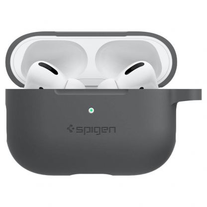 Spigen Airpods Pro Silicone Fit Case - силиконов калъф с карабинер за Apple Airpods Pro (тъмносив) 2