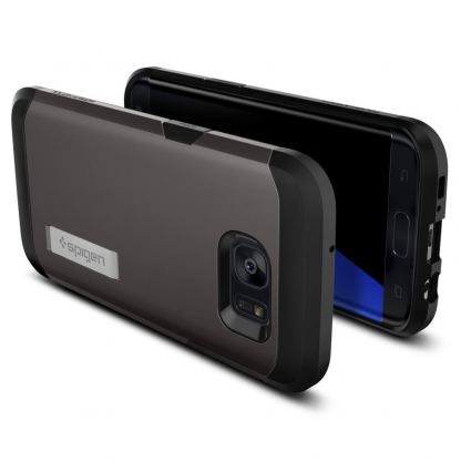 Spigen Tough Armor Case - хибриден кейс с най-висока степен на защита за Samsung Galaxy S7 Edge (тъмносив) 2
