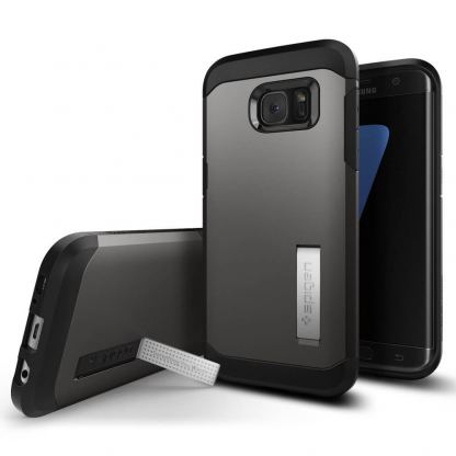 Spigen Tough Armor Case - хибриден кейс с най-висока степен на защита за Samsung Galaxy S7 Edge (тъмносив) 3