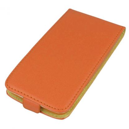 Leather Pocket Flip Case - вертикален кожен калъф с джоб за Samsung Galaxy S7 (оранжев) 2