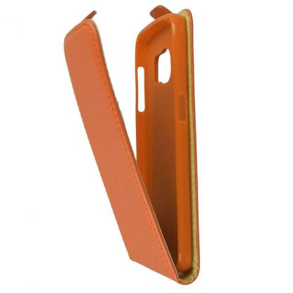Leather Pocket Flip Case - вертикален кожен калъф с джоб за Samsung Galaxy S7 (оранжев) 3