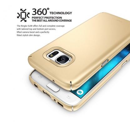 Ringke Slim Case - поликарбонатов кейс за Samsung Galaxy S7 Edge  (златист) 3