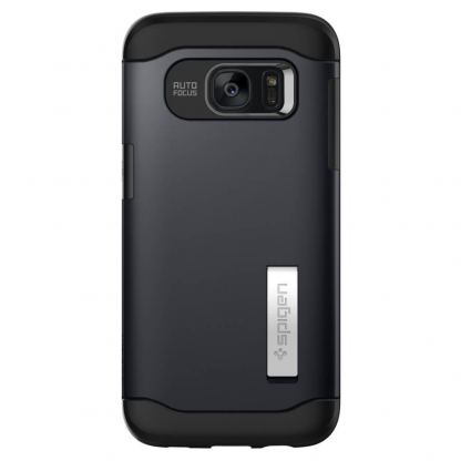 Spigen Slim Armor Case - хибриден кейс с поставка и най-висока степен на защита за Samsung Galaxy S7 Edge (черен-тъмносив) 7