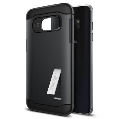 Spigen Slim Armor Case - хибриден кейс с поставка и най-висока степен на защита за Samsung Galaxy S7 Edge (черен-тъмносив) 9