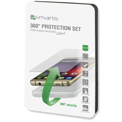 4smarts 360° Protection Set - тънък силиконов кейс и стъклено защитно покритие за дисплея на Huawei P9 (прозрачен) 4