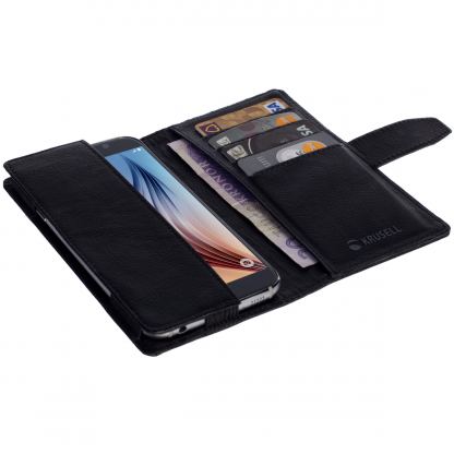 Krusell Vargon Universal Wallet Case 3XL - универсален кожен калъф тип портфейл за издърпване за iPhone 6S и смартфони до 4.8 инча (черен) 3