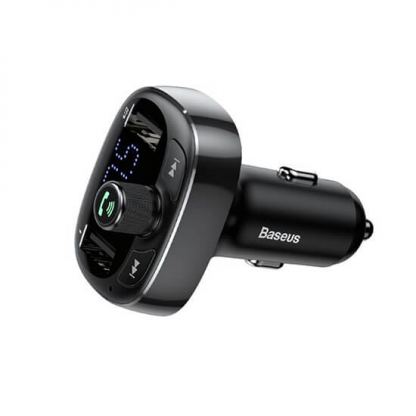 Baseus T-Typed Bluetooth FM Transmitter - блутут FM трансмитер и зарядно за кола за мобилни устройства (черен) 14