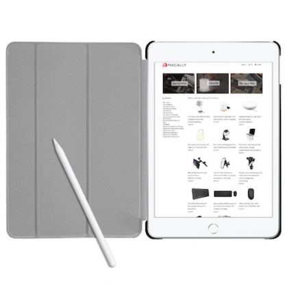 Macally Stand Pen Case - полиуретанов калъф и поставка с отделение за Apple Pencil за iPad 7 (2019) (черен) 3