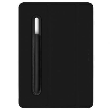 Macally Stand Pen Case - полиуретанов калъф и поставка с отделение за Apple Pencil за iPad 7 (2019) (черен) 11