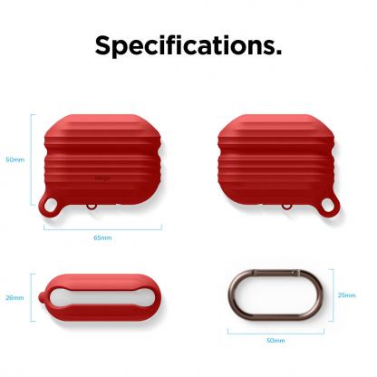 Elago Airpods Pro Waterproof Hang Case - водоустойчив силиконов калъф с карабинер за Apple Airpods Pro (червен) 7