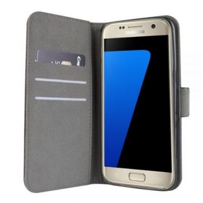 Crazy Wallet - кожен калъф, тип портфейл и поставка за Samsung Galaxy S7 Edge (черен) 3