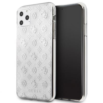 Guess Peony 4G Glitter Case - дизайнерски кейс с висока защита за iPhone 11 Pro (сребрист)