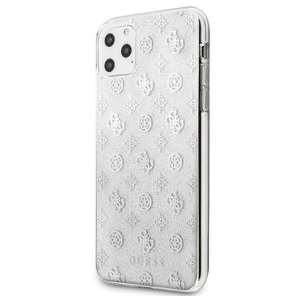 Guess Peony 4G Glitter Case - дизайнерски кейс с висока защита за iPhone 11 Pro (сребрист) 2