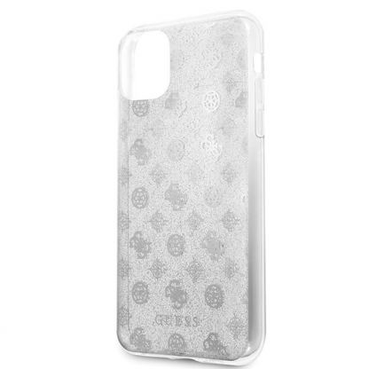 Guess Peony 4G Glitter Case - дизайнерски кейс с висока защита за iPhone 11 Pro (сребрист) 3