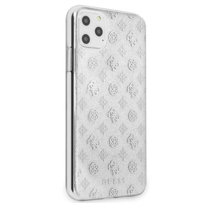 Guess Peony 4G Glitter Case - дизайнерски кейс с висока защита за iPhone 11 Pro (сребрист) 5