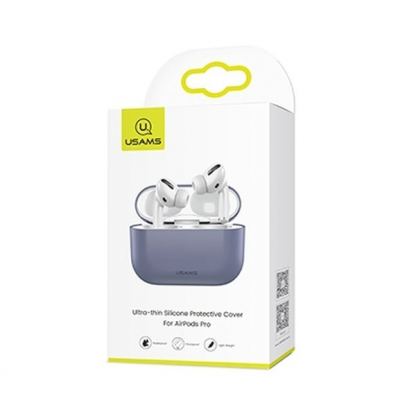 USAMS Ultra-Thin Silicone Case - силиконов калъф за Apple Airpods Pro (лилав) 3