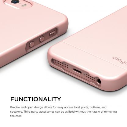 Elago S5 Glide Case - слайдер кейс и защитни покрития за iPhone 5, iPhone 5S, iPhone SE (розово злато) 2