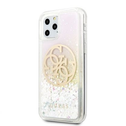 Guess Circle Liquid Glitter Hard Case - дизайнерски кейс с висока защита за iPhone 11 Pro (розов) 2