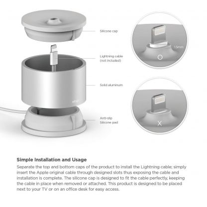 Elago D Stand Charging Station - док станция за iPhone, iPad mini, Siri Remote, Magic Mouse и Wireless Keyboard (сребриста) 4