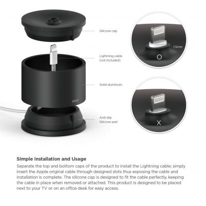 Elago D Stand Charging Station - док станция за iPhone, iPad mini, Siri Remote, Magic Mouse и Wireless Keyboard (черна) 2