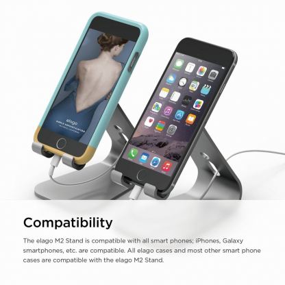 Elago M2 Stand - алуминиева поставка за iPhone 6/6S, 6 Plus/6S Plus, iPhone SE/5/5S/5C и мобилни телефони (тъмносива) 3