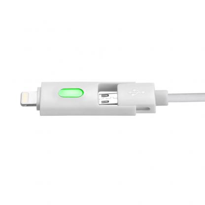 Comma Light Dural 2 in 1 Cable - универсален кабел с Lightning и MicroUSB конектори (бял) 3