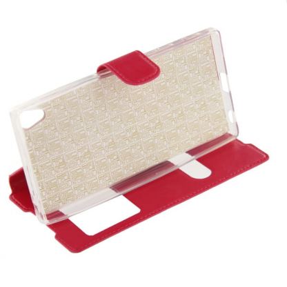SPARKLE Flip Case - кожен кейс и поставка за Xperia Z5 Premium (розов) 3