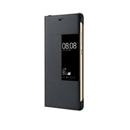 Huawei Flip Case with Window - оригинален кожен калъф с отвор за дисплея за Huawei P9 Plus (тъмносив) 2