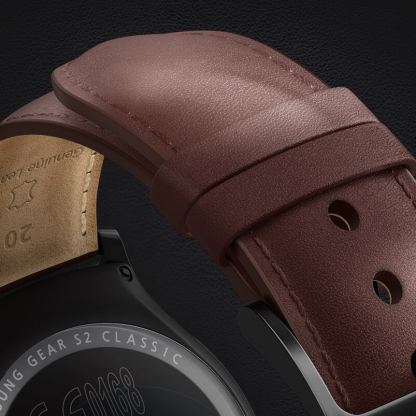 Samsung ET-SLR73 Wristband Leather - оригинална кожена (естествена кожа) каишка за Galaxy Gear 2 Classic (кафяв) 4