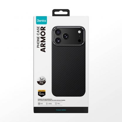 Удароустойчив кевларен кейс с MagSafe за iPhone 18 Pro Max, iPhone 17 Pro Max - Benks Magnetic Armor Pro Kevlar Metal Frame Camera Control Case 600D (черен) 13