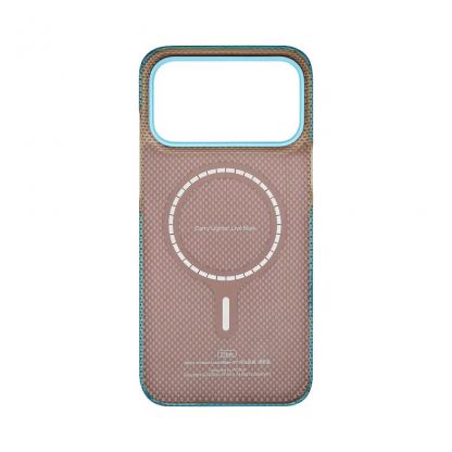  Кевларен кейс с MagSafe за iPhone 18 Pro Max, iPhone 17 Pro Max - Pitaka Edge Ultra-Slim Glints of Gold Lucid Blue Aramid Fiber Case 5