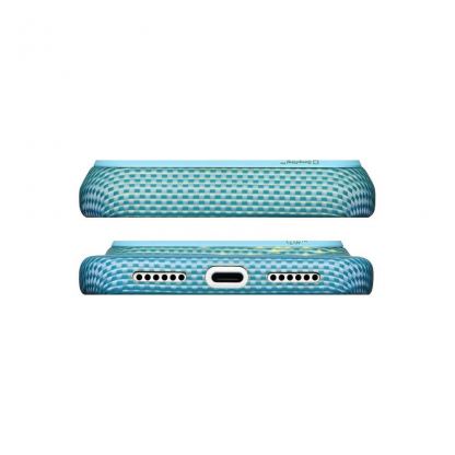  Кевларен кейс с MagSafe за iPhone 18 Pro Max, iPhone 17 Pro Max - Pitaka Edge Ultra-Slim Glints of Gold Lucid Blue Aramid Fiber Case 7