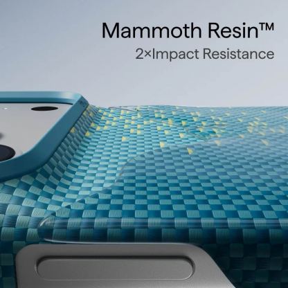  Кевларен кейс с MagSafe за iPhone 18 Pro Max, iPhone 17 Pro Max - Pitaka Edge Ultra-Slim Glints of Gold Lucid Blue Aramid Fiber Case 9