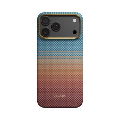  Кевларен кейс с MagSafe за iPhone 18 Pro Max, iPhone 17 Pro Max - Pitaka Edge Ultra-Slim Sunset 2.0 California Dream Aramid Fiber Case 4