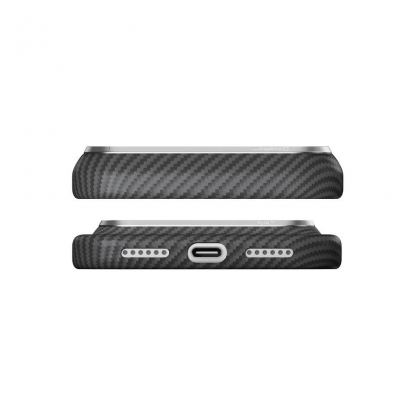  Кевларен кейс с MagSafe за iPhone 18 Pro, iPhone 17 Pro - Pitaka Edge Ultra-Slim Classic 600D Black-Grey (Twill) Aramid MagSafe Case 7