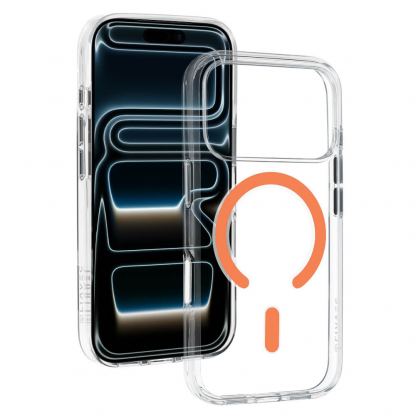  Хибриден удароустойчив кейс с MagSafe за iPhone 18 Pro, iPhone 17 Pro - Liavec Pure Crystal Case (прозрачен-оранжев) 2