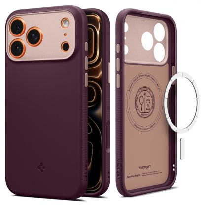 Силиконов (TPU) калъф с висока степен на защита с MagSafe за iPhone 18 Pro, iPhone 17 Pro - Spigen Nano Pop MagSafe Case (бургунди) 4
