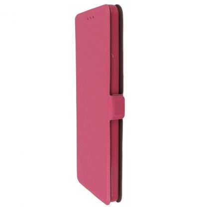 Wallet Flip Case - кожен калъф, тип портфейл и поставка за LG K8 розов) 2