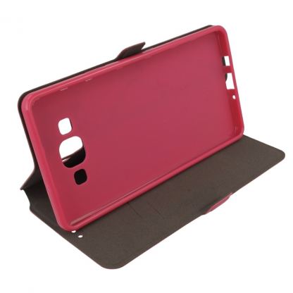 Wallet Flip Case - кожен калъф, тип портфейл и поставка за LG K8 розов) 4