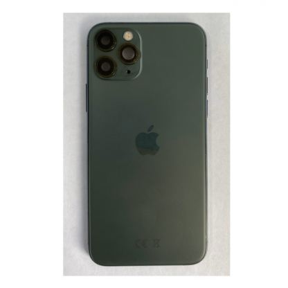 Apple iPhone 11 Pro Backcover Full Assembly - оригинален резервен заден капак заедно с Lightning порт, безжично зареждане и бутони (тъмнозелен) 3