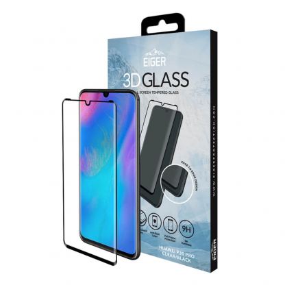 Eiger 3D Glass Full Screen Tempered Glass Screen Protector - калено стъклено защитно покритие с извити ръбове за целия дисплей на Huawei P40 Pro (черен-прозрачен) 3