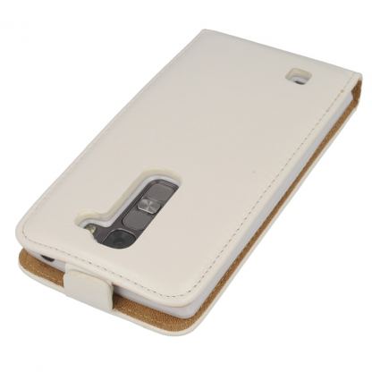 Leather Pocket Flip Case - вертикален кожен калъф с джоб за LG G4C, LG Magna (бял) 2