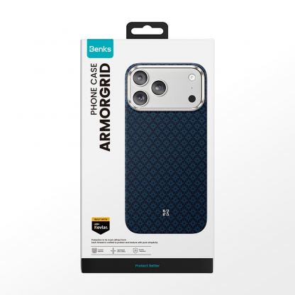 Кевларен кейс с MagSafe за iPhone 18 Pro, iPhone 17 Pro - Benks ArmorGrid ArmorAir Magnetic Kevlar Metal Frame Case 600D (blue) 6