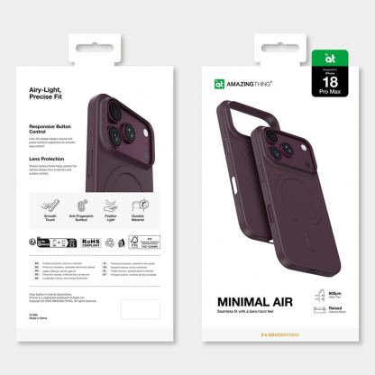 Качествен тънък матиран кейс с MagSafe за iPhone 18 Pro Max, iPhone 17 Pro Max - AmazingThing Minimal Air MagSafe Case (лилав) 10