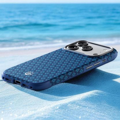 Удароустойчив кевларен кейс с MagSafe за iPhone 18 Pro Max, iPhone 17 Pro Max - Benks Magnetic Armor Grid Edge X9 Kevlar Metal Frame Case (blue) 6